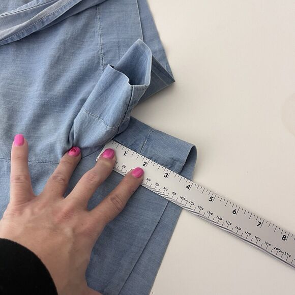 Anthropologie Shorts Womens Extra Small Aloha Chambray Paperbag Smocked Bow Blue - Picture 11 of 14